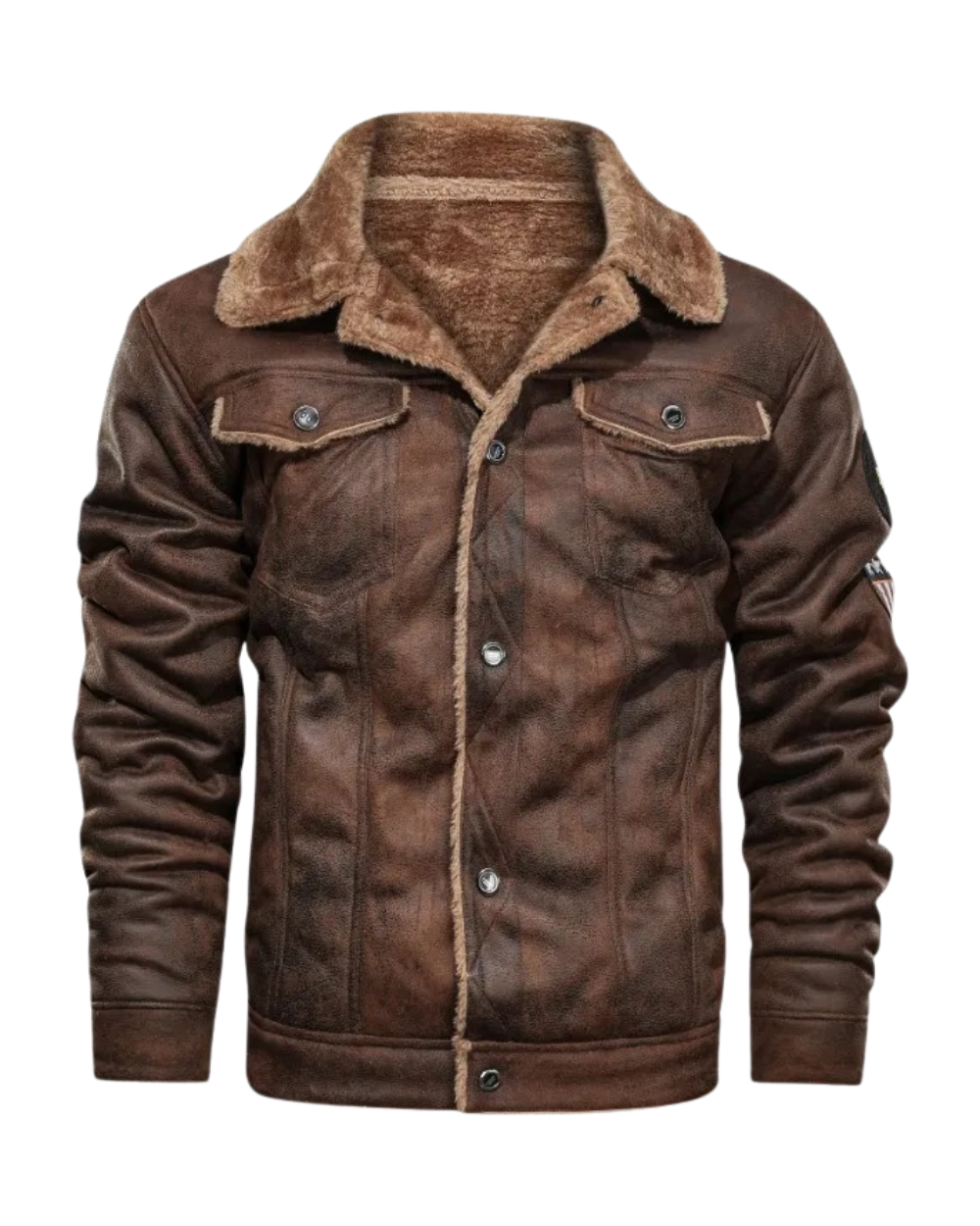 Elegante warme Fleece-Lederjacke