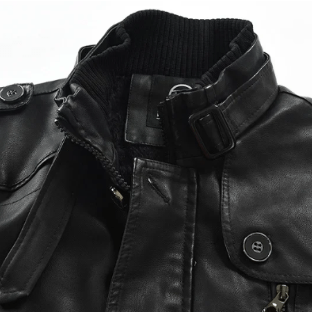 Elegante Lange Leder Bikerjacke Von Alder