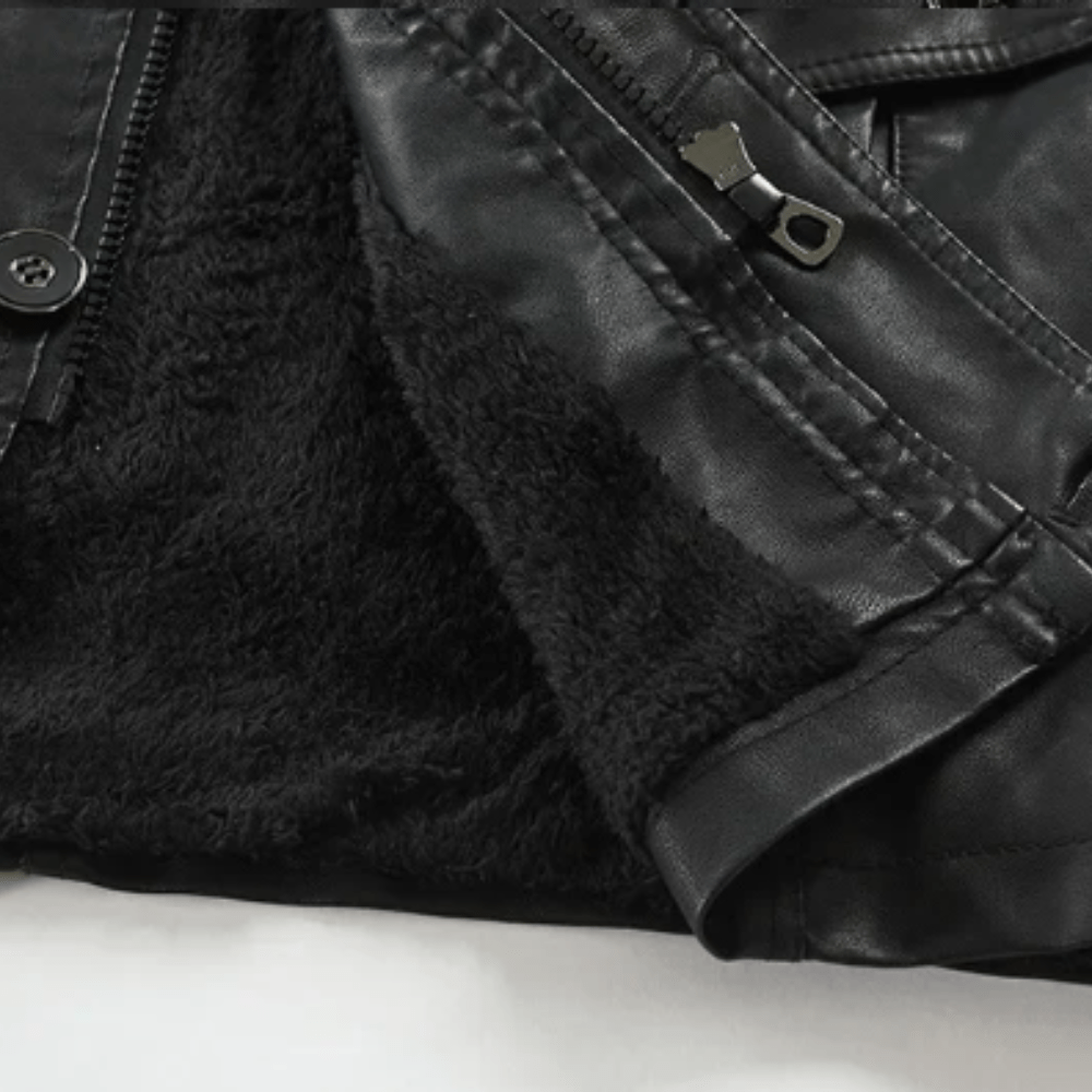 Elegante Lange Leder Bikerjacke Von Alder