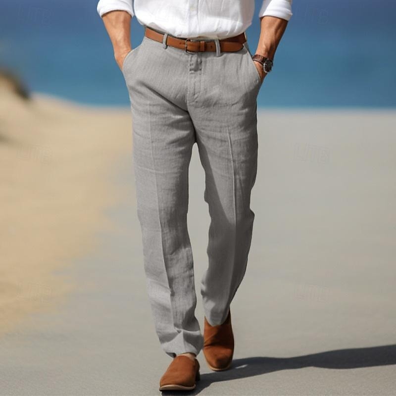Elegante Leinenhose Von Alder Grau S