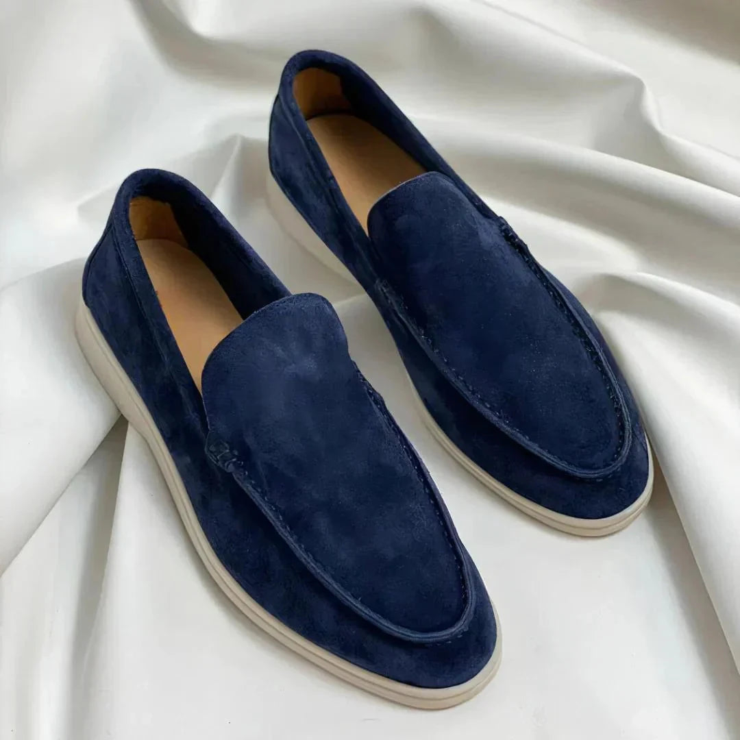Elegante Wildleder Slipper Von Alder Marineblau 44