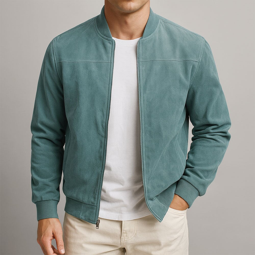 Elegante Wildlederjacke Von Alder Blau S