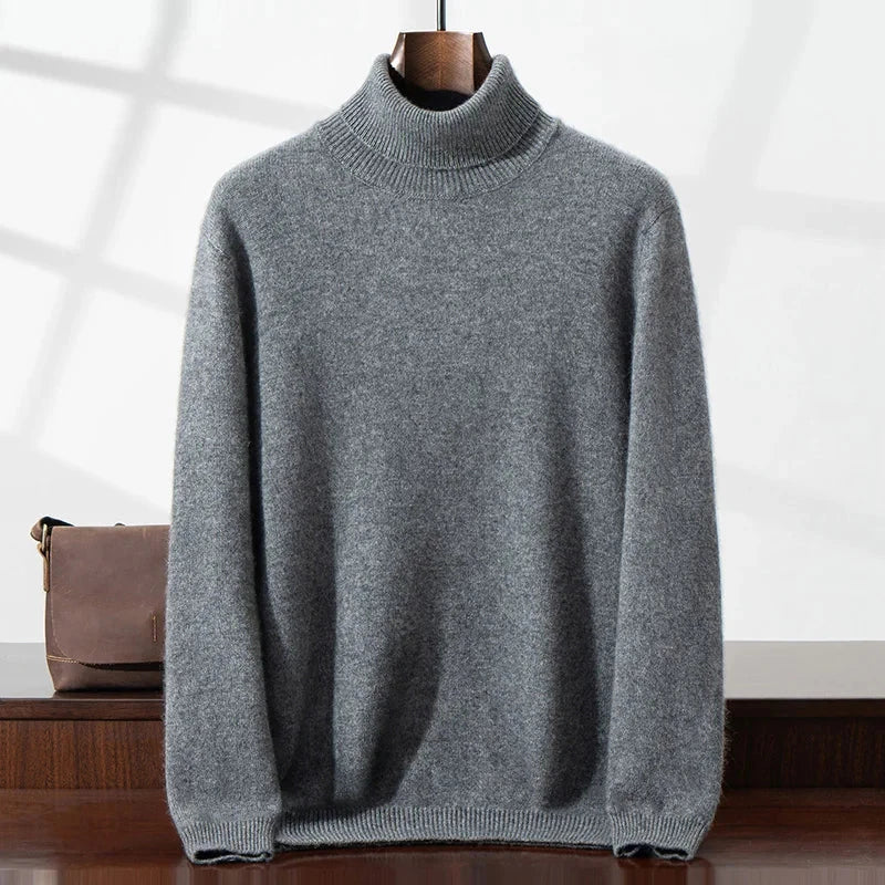 Eleganter Cashmere-Rollkragenpullover Von Alder Dunkelgrau S