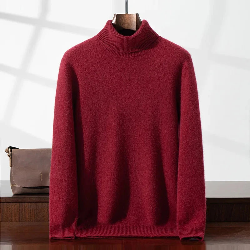 Eleganter Cashmere-Rollkragenpullover Von Alder Rot S