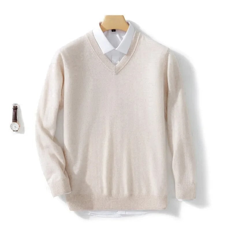 Eleganter V-Ausschnitt Pullover Von Alder Beige 2XS