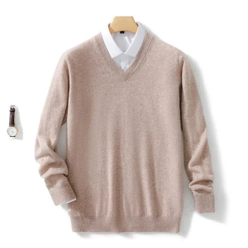 Eleganter V-Ausschnitt Pullover Von Alder Khaki 2XS