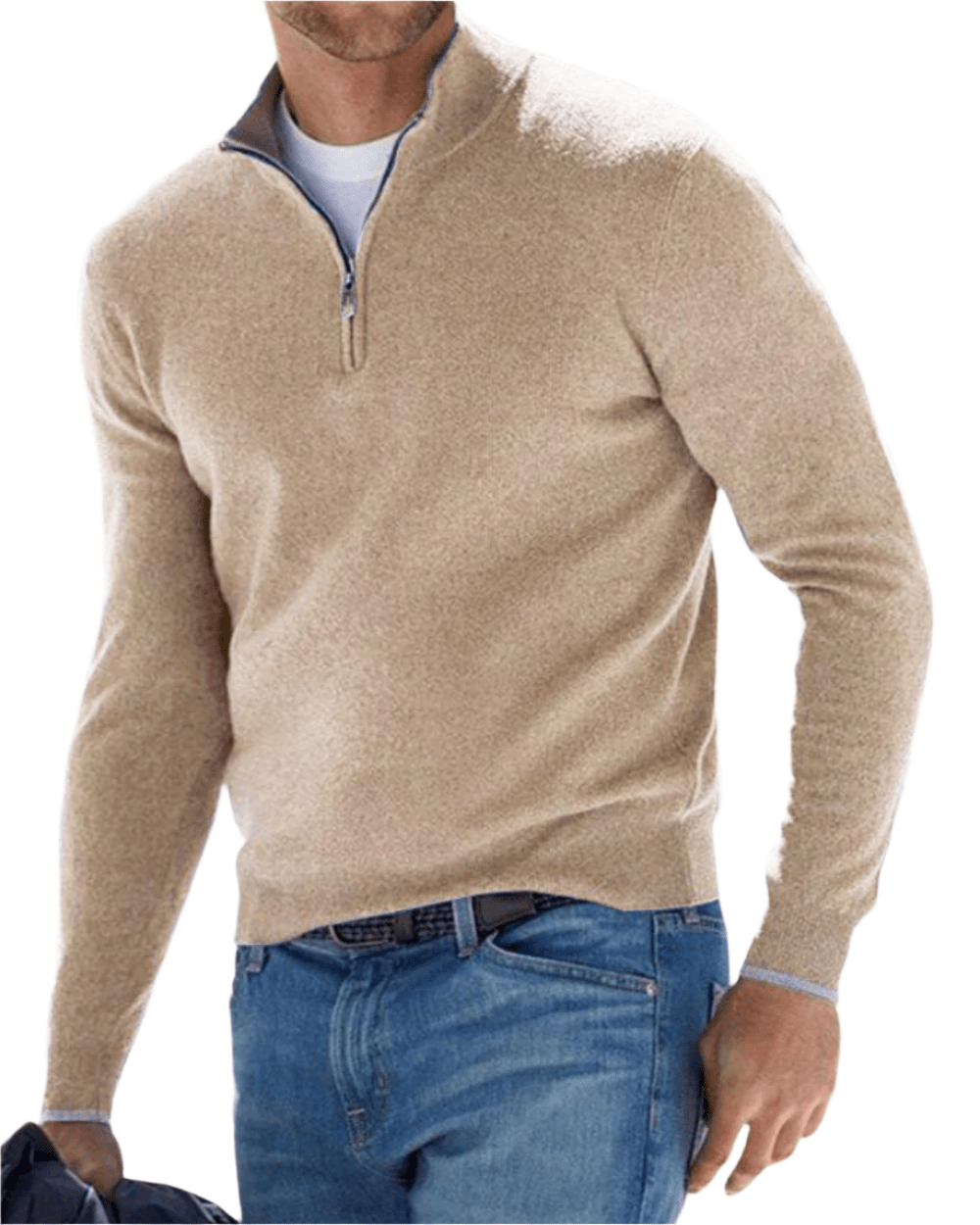 Eleganter Zip-Pullover Von Alder Beige S