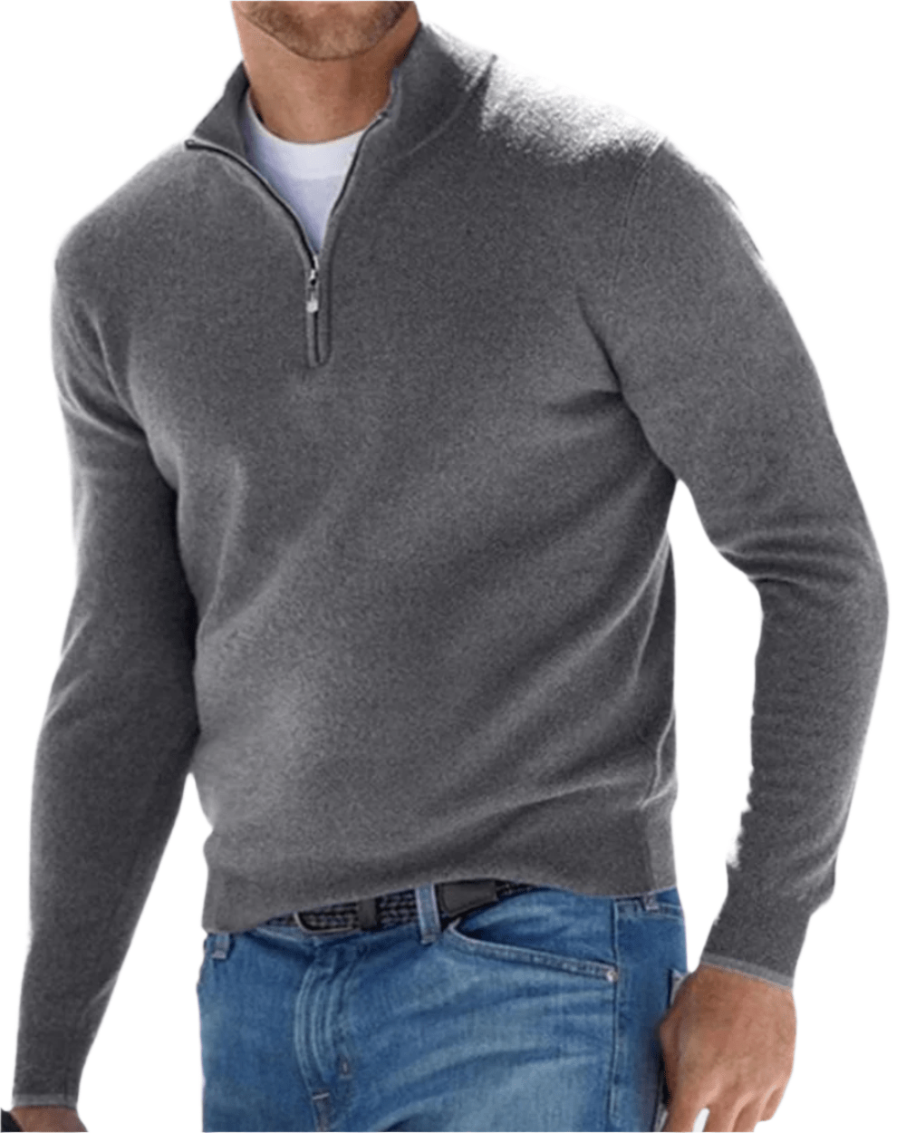 Eleganter Zip-Pullover Von Alder Grau S