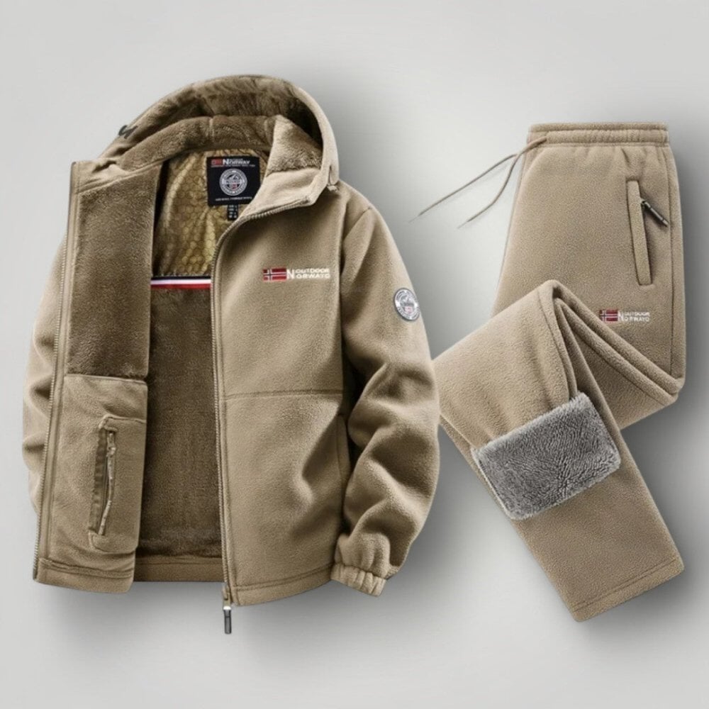 Elegantes Fleece-Set Von Alder Khaki XS