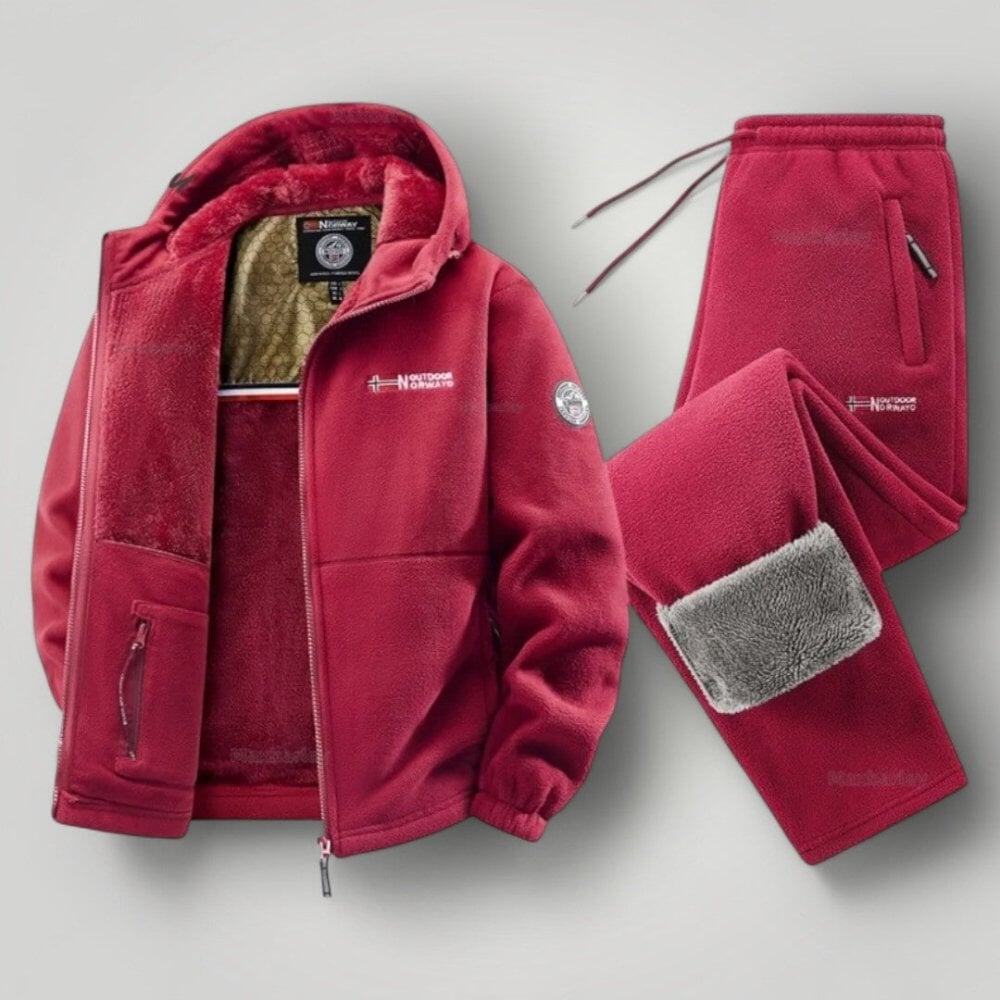 Elegantes Fleece-Set Von Alder Rot XS