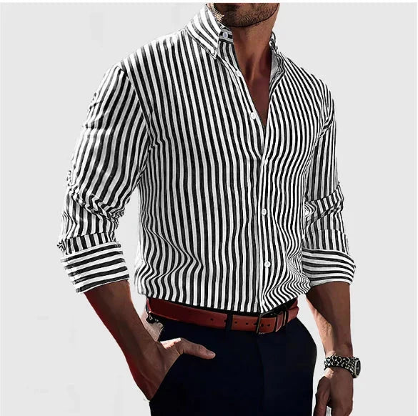 Elegantes Gestreiftes Hemd Shirt Von Alder Schwarz S