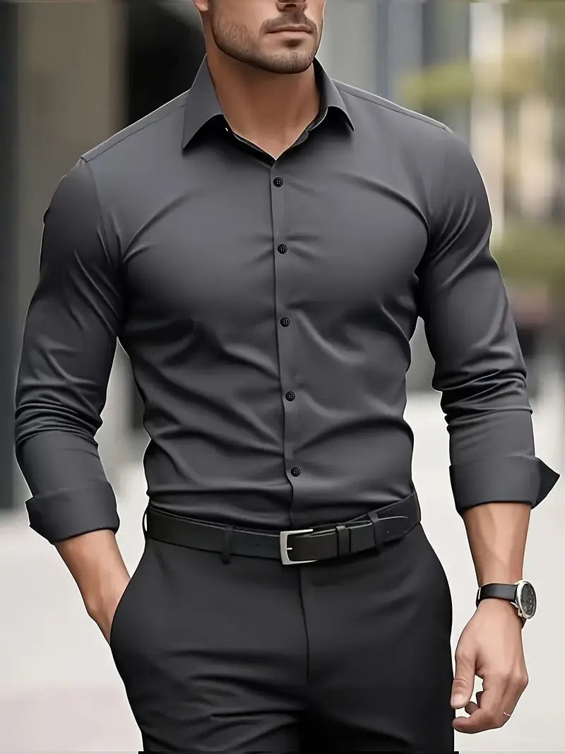 Elegantes Herrenhemd Von Alder Grau S