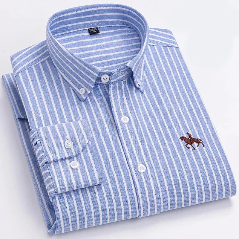 Givalli - Elegantes Baumwollhemd Von Alder Blau/Weiß 45 | 4XL