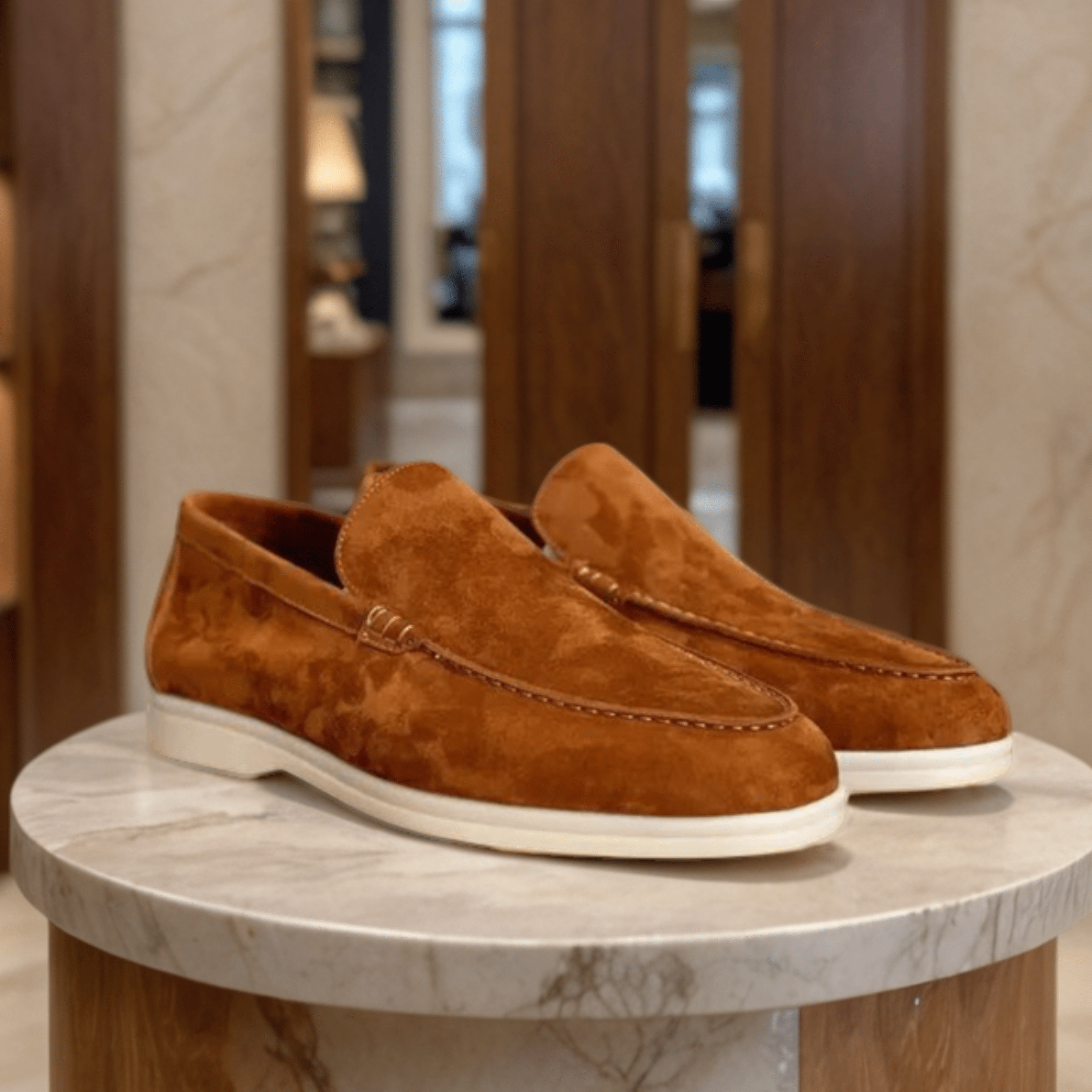 Premium Wildleder Slipper Von Alder Cognacbraun 38