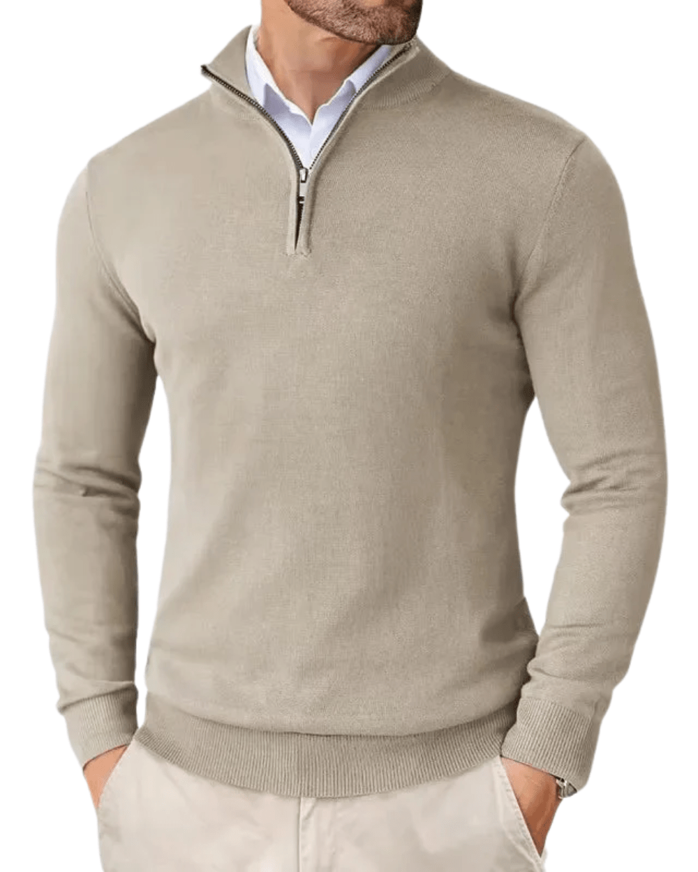 Romeo Zip Pullover Turtleneck sweater Von Alder Beige S