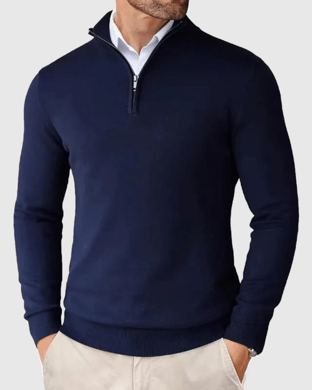 Romeo Zip Pullover Turtleneck sweater Von Alder Blau S