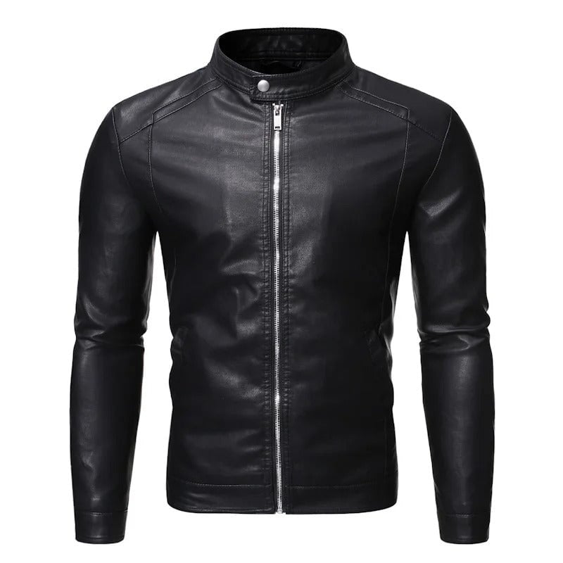 Stehkragen Lederjacke Von Alder Schwarz M