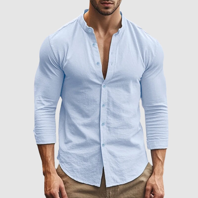Atmungsaktives Leinenhemd Linen shirt Von Alder Blau S 
