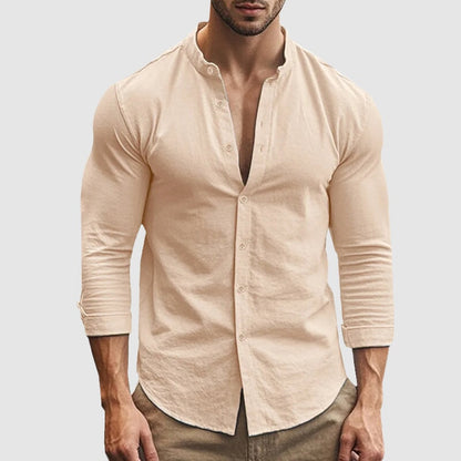Atmungsaktives Leinenhemd Linen shirt Von Alder Khaki S 