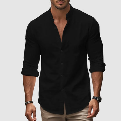 Atmungsaktives Leinenhemd Linen shirt Von Alder Schwarz S 