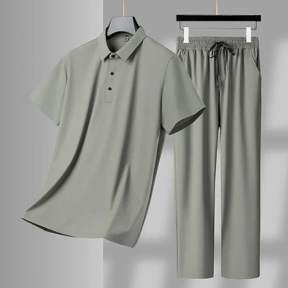 Atmungsaktives Sommer-Polo-Set Von Alder Khaki M 