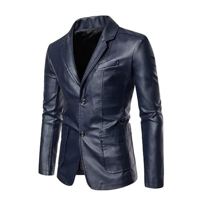 Business Casual Lederjacke Von Alder Dunkelblau M 