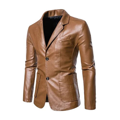 Business Casual Lederjacke Von Alder Khaki M 