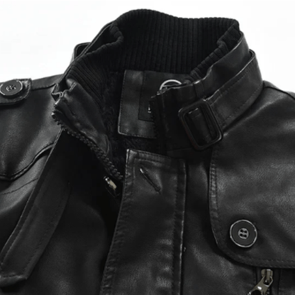 Elegante Lange Leder Bikerjacke Von Alder 