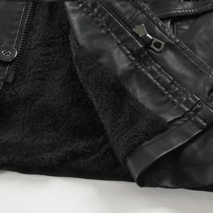Elegante Lange Leder Bikerjacke Von Alder 