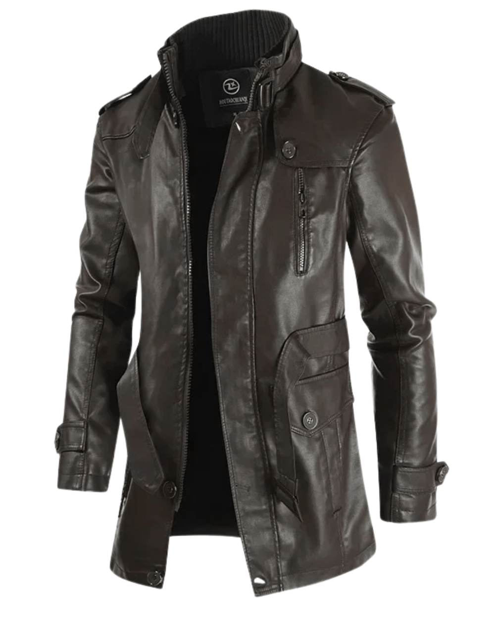Elegante Lange Leder Bikerjacke Von Alder Dunkelbraun S 