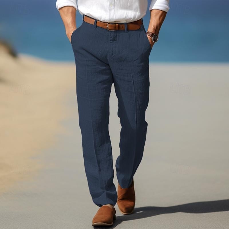 Elegante Leinenhose Von Alder Marineblau S 