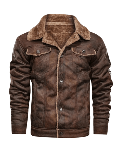 Elegante warme Fleece-Lederjacke Von Alder 