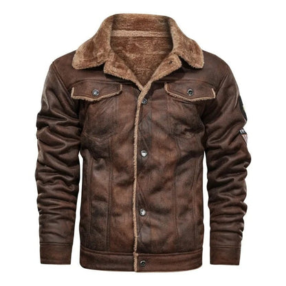 Elegante warme Fleece-Lederjacke Von Alder 