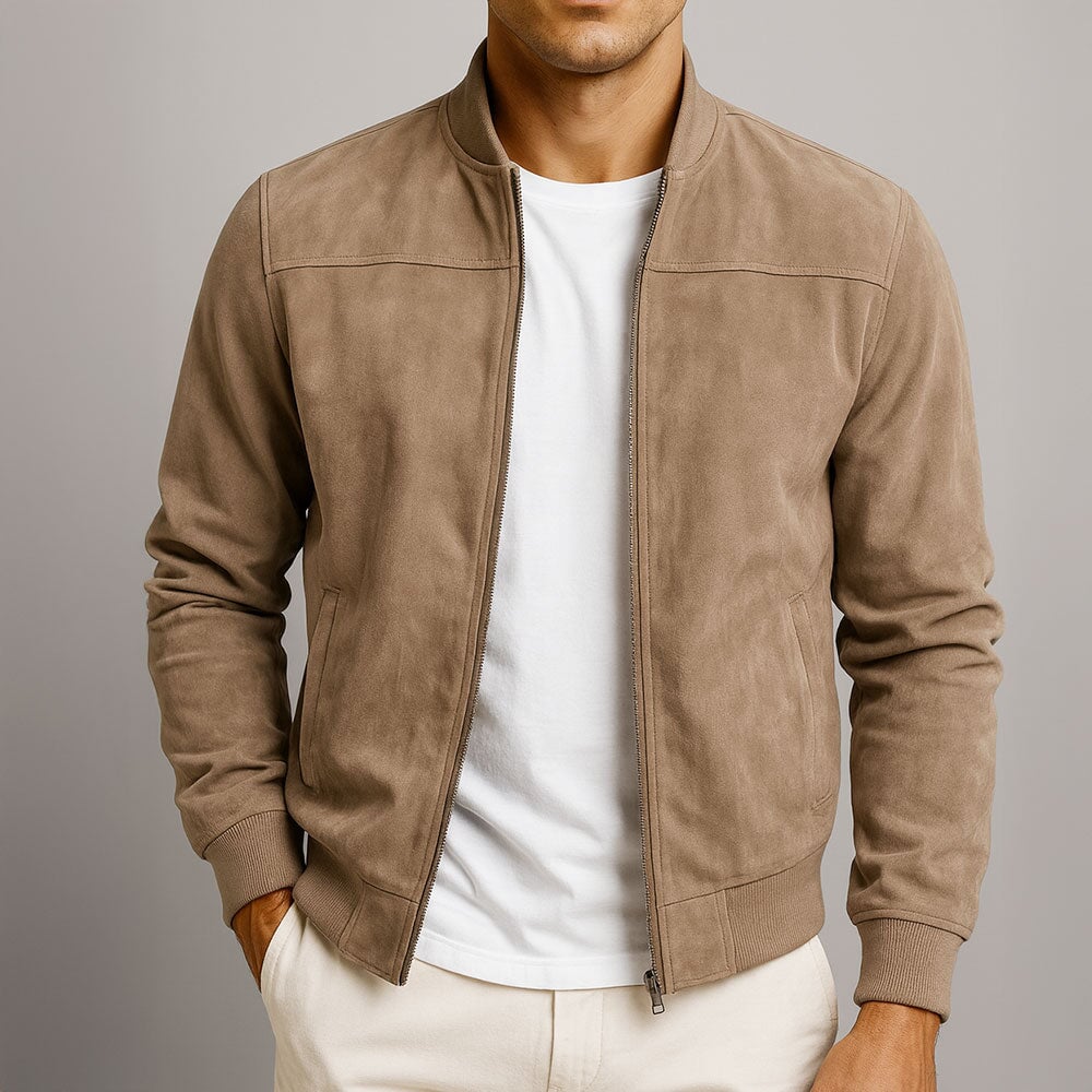 Elegante Wildlederjacke Von Alder Braun S 