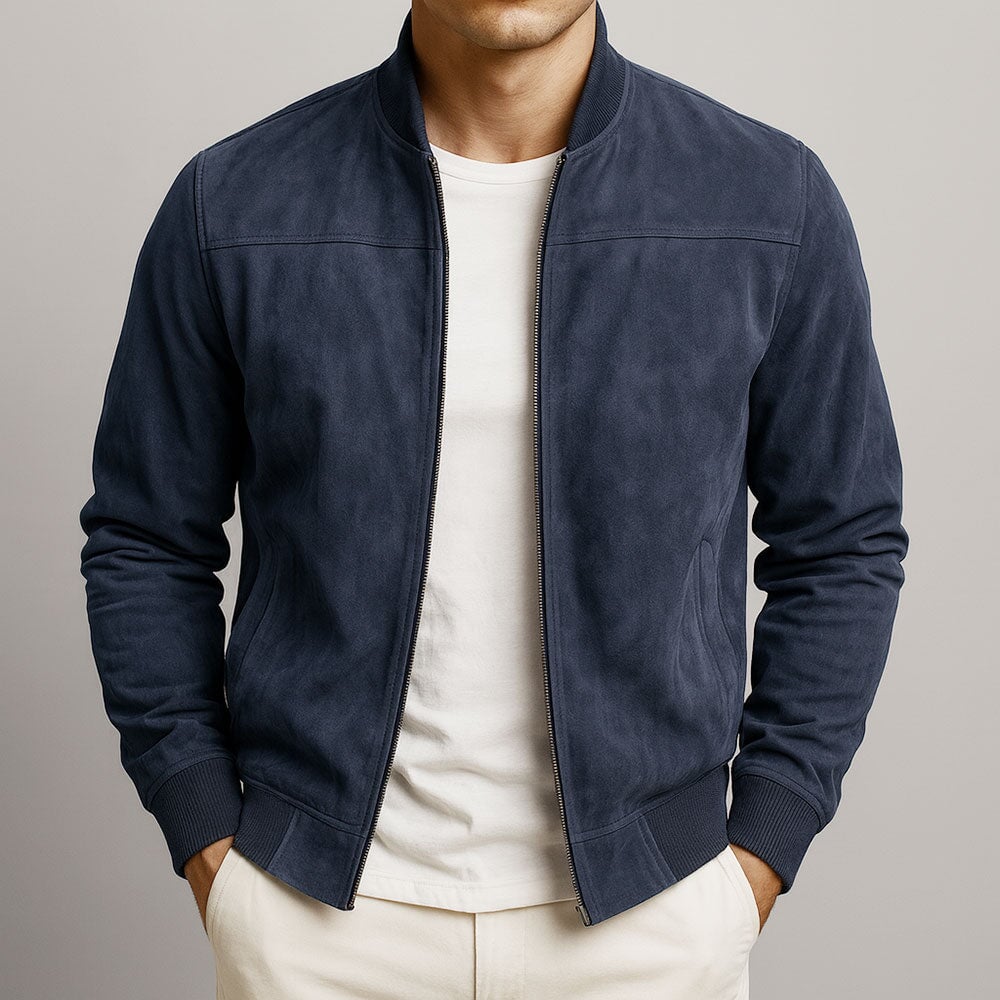 Elegante Wildlederjacke Von Alder Marineblau S 