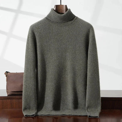 Eleganter Cashmere-Rollkragenpullover Von Alder Grün S 