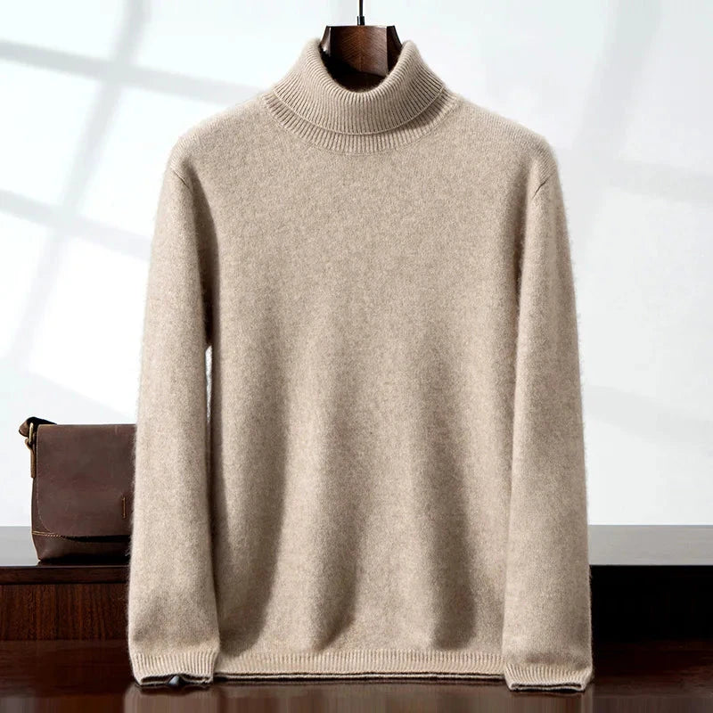 Eleganter Cashmere-Rollkragenpullover Von Alder Khaki S 