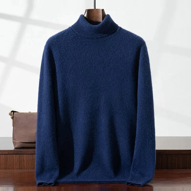 Eleganter Cashmere-Rollkragenpullover Von Alder Marineblau S 