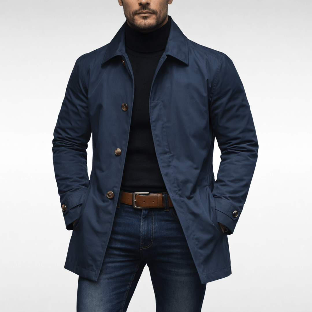 Eleganter Trenchcoat Von Alder Marineblau XS 