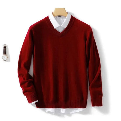 Eleganter V-Ausschnitt Pullover Von Alder Rot 2XS 