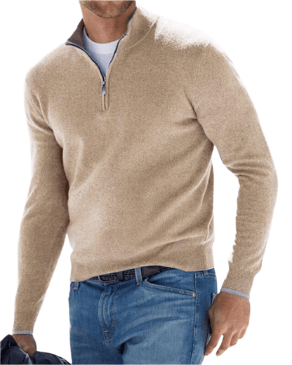 Eleganter Zip-Pullover Von Alder Beige S 