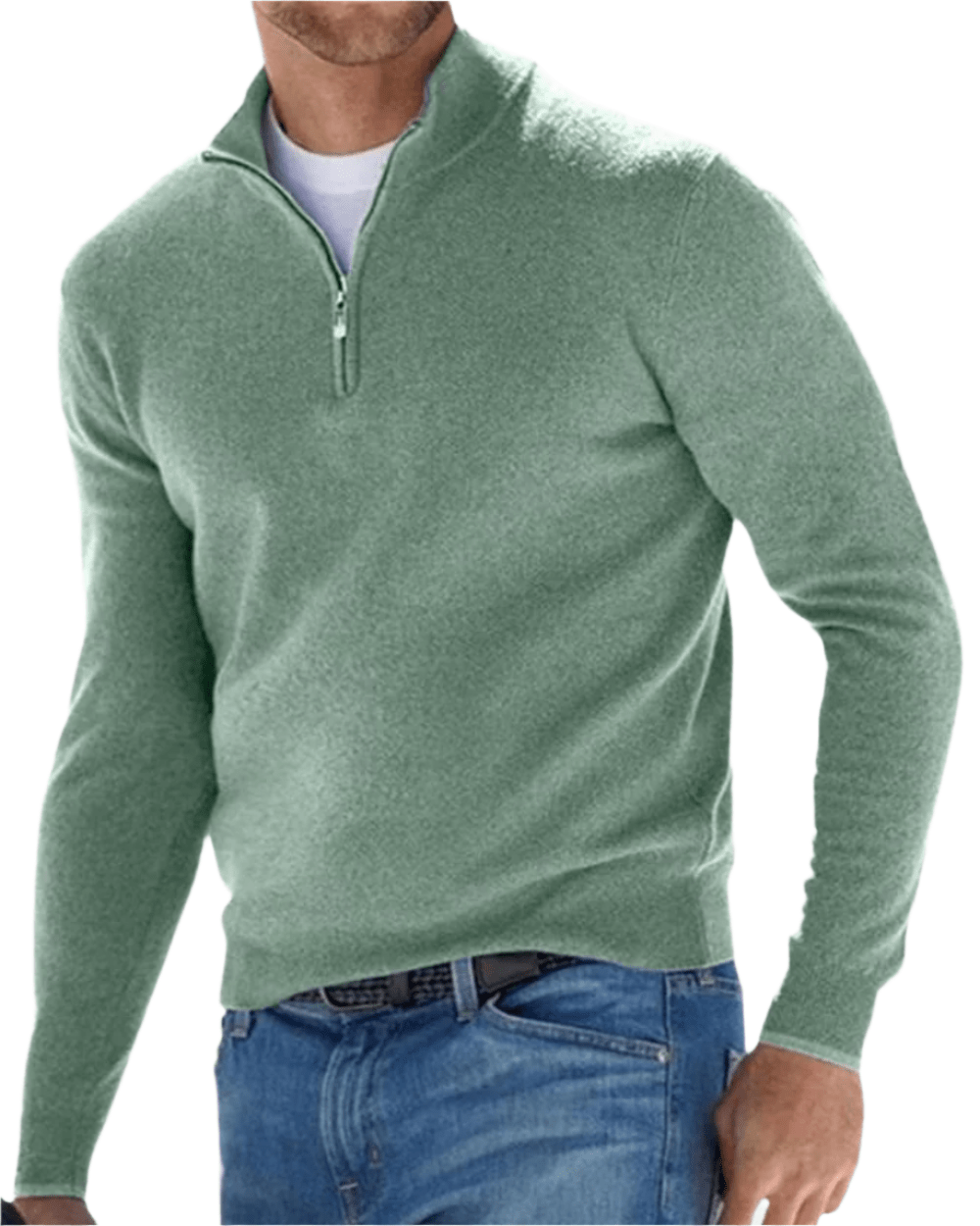 Eleganter Zip-Pullover Von Alder Grün S 