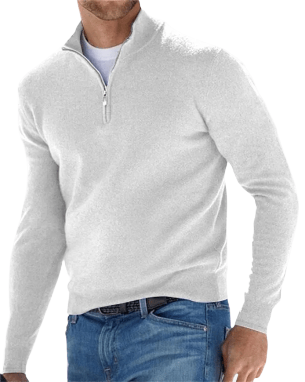 Eleganter Zip-Pullover Von Alder Weiß S 