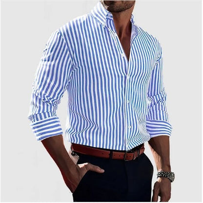 Elegantes Gestreiftes Hemd Shirt Von Alder Hellblau S 