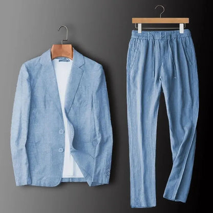 Elegantes Leinen-Set Von Alder Hellblau M 