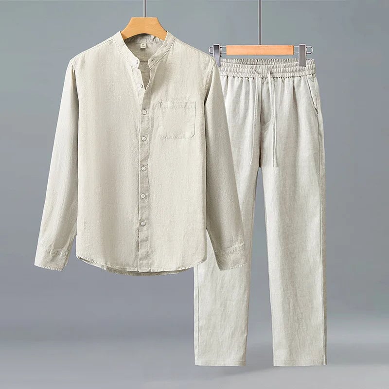 Elegantes Leinen-Set Von Alder Khaki M 