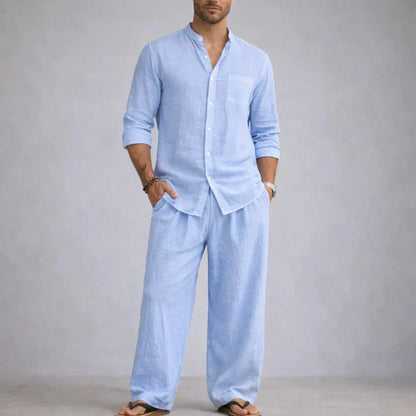 Elegantes Leinen-Sommerset Elegantes Leinen-Sommerset Von Alder Blau S 