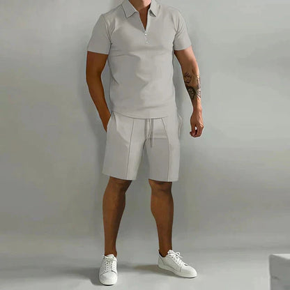 Elegantes Poloshirt-Set Korte Broek Heren Von Alder Grau S 
