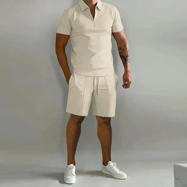 Elegantes Poloshirt-Set Korte Broek Heren Von Alder Khaki S 