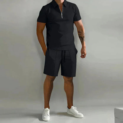 Elegantes Poloshirt-Set Korte Broek Heren Von Alder Schwarz S 